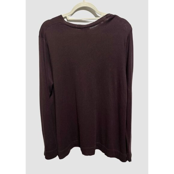 J. Jill Silk and Cotton Deep Plum V-Neck Sweater Size XL Lightweight Soft Knit - Picture 2 of 9